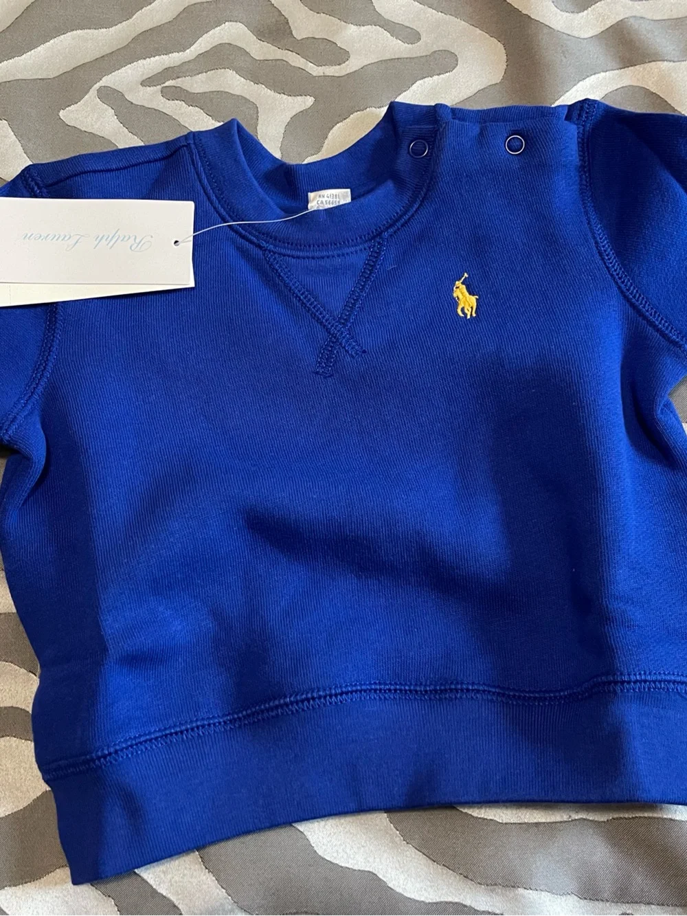 Ralph Lauren Toddler Crewneck Sweatshirt in Royal Blue with Yellow Pony